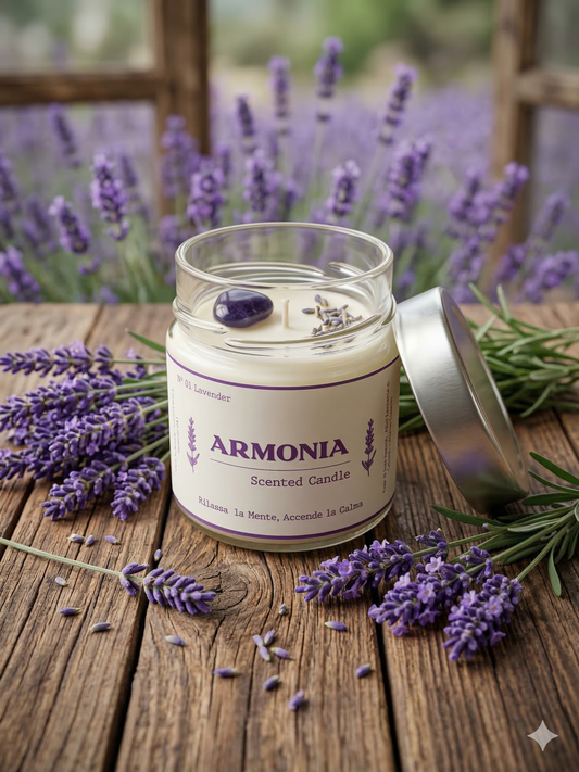 Candela Naturale con Pietra Ametista 250 gr